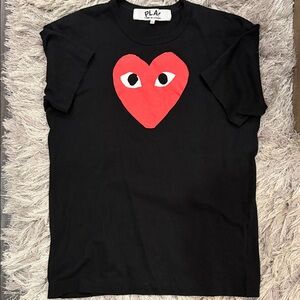 Comme des Garcons PLAY Black Tee with Red Heart